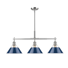 Golden 3306-LP PW-NVY - Yep by Golden Lighting Orwell 3-light Island Light in Pewter and Navy Blue shade